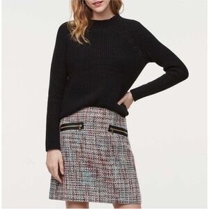 LOFT Tweed Mini Skirt‎ Zipper Pockets Career Party Colorful Size 8